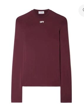 Off-White Burgundy Long-Sleeve Logo Tee